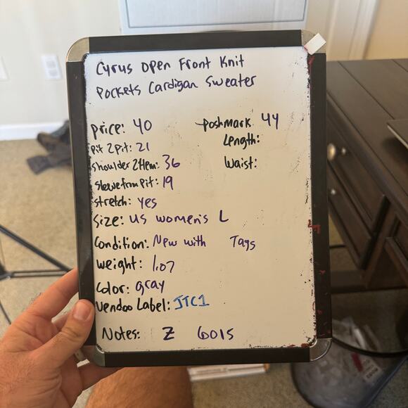 Cyrus Open Front Knit Pockets Cardigan Sweater US Women's L - Picture 7 of 7